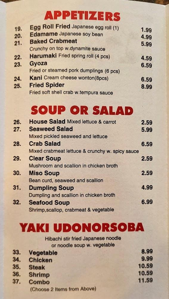 Takara Hibachi Express Menu image 3